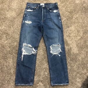 Agolde Women’s 90s Style Dark Wash Distressed Jeans Size 29